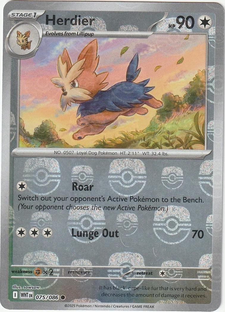 White Flare Herdier [Master-Ball] Pokémon card